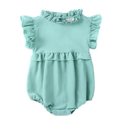 China New Style 100% Cotton 2021 Best Selling Newborn Infant Ruffled Sleeveless Summer Printed Cotton Jumpsuit Romper for sale