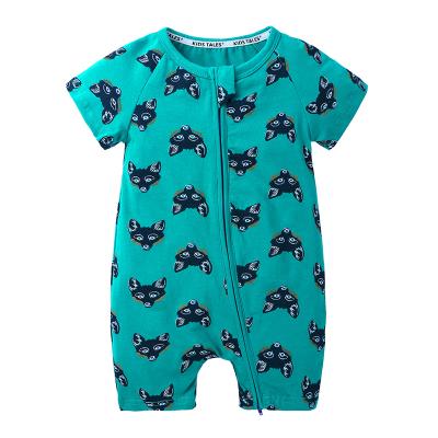 China 2020 high quality custom made cotton print 100% cotton summer baby short sleeve romper for sale