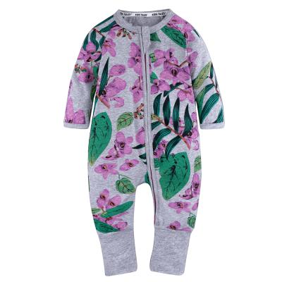 China Hotsale Breathable Eco-friendly Baby Clothes Cute Baby Flower Pattern Print Romper Babies Jumpsuit For Spring for sale