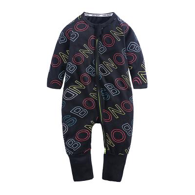 China 100% Cotton 2021 New Spring Baby Cotton Romper Infants Long Sleeve Soft Letter Romper for sale