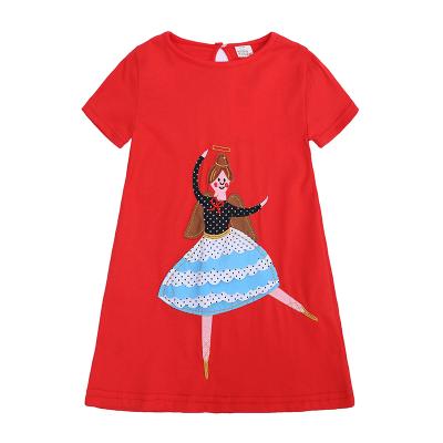 China Breathable Insist Hotsales Kids Clothing Kids Appliques Appliques Skirt Girls Cotton Red Shorts Sheaths Dress For Summer for sale