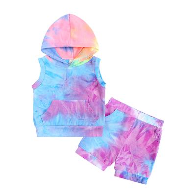 China New Arrival Anti-Static Fashion Tie Dye Two Piece Set Unisex Children Clothing Set Soft Cotton Children Clothes Set for sale