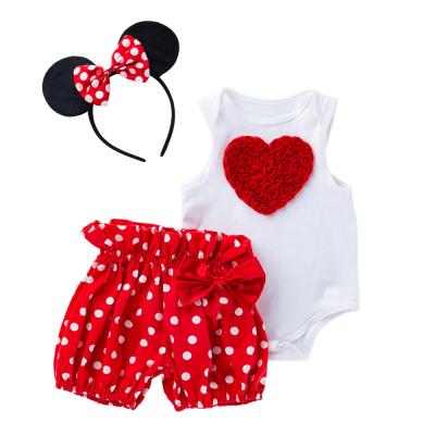 China Cute Newborn Girl Outfit Anti-static Wholesale Baby Clothes 2PCS Vest + Shorts Set Baby Clothes For Summer for sale