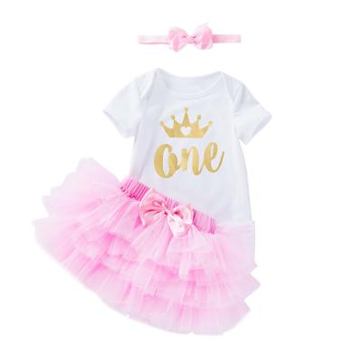 China Summer Breathable Baby Outfit Kids Lace Up Newborn Princess Skirt Clothes Set Girls Birthday Party Tutu Lace Dress for sale