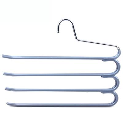 China PVC Coated Open End Pants Hanger Space Saving Multi Layers Metal Magic Hangers for sale