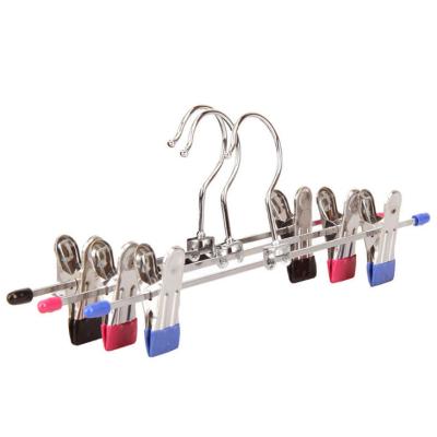 China With Clips Heavy Duty Metal Trouser Skirts Hangers With 2-Adjustable Clips for sale