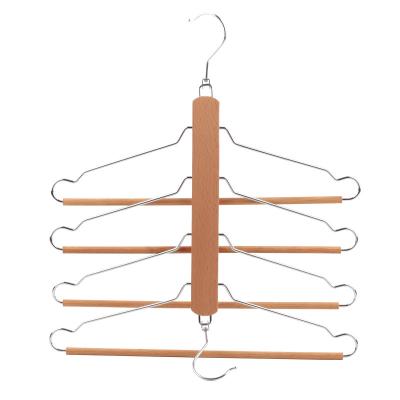 China Multi Layers Premium Space Saving Wooden Hangers With 360 Swivel Hook for sale