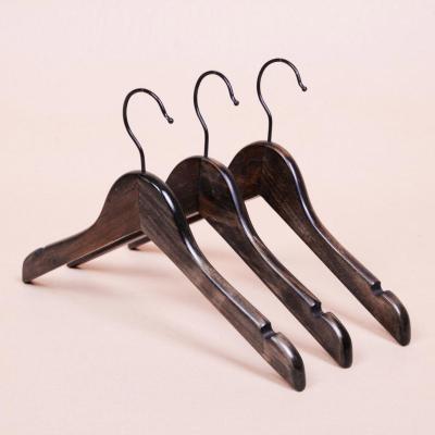 China Minimalist Kids Hanger Dark Color Baby Wooden Hangers with Notches for sale