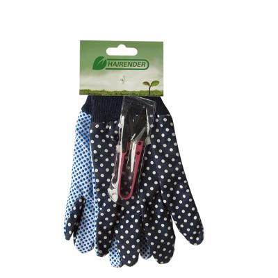 China Anti-Slip Cotton Back PVC Floral Dot On Palm Hand Gloves For Garden And Home for sale