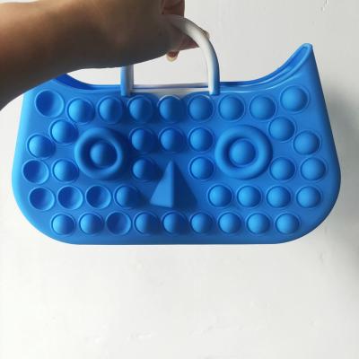 China Square 25cm Push Bubble Silicone Jumping Beach Tote Bag Fidget Hand Bag Wiggle Pop Cosmetic Pouch for sale