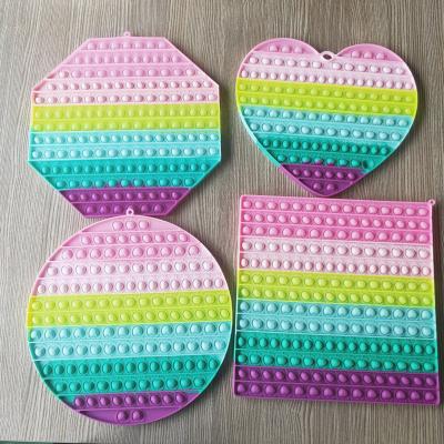 China Square 30cm Large Square Octagon Circle Heart Sound Stirring Toy Big Large Silicone Push Bubble Shaker Toy for sale