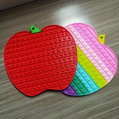 China Square 30cm Big Apple Shape New Style Wiggle Person Toy Giant Silicone New Design Push Bubble Wiggle Toy Stress Reliever Squeeze Sensory Toy for sale