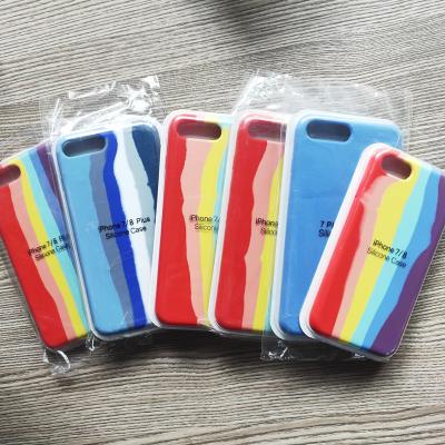 China Shockproof Liquid Silicone Cell Phone Cover Manufacturer For Iphone 6,6S,7,8,7 Plus/8 Plus Rainbow Silicone Case for sale