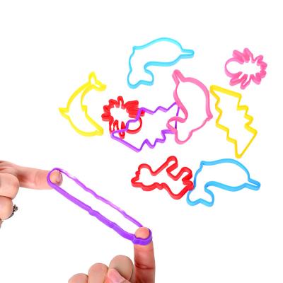 China Cute Custom Shaped Elastic Funny Silicone Silly Bands Wide Silicone Shape Elastic Bands For Kids for sale