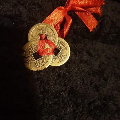 China Chinese Coin Feng Shui Coins Lucky Coins China 5 Sets Coin Fortune Je-ching Coins With Red String for sale