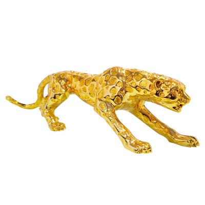 China China Feng Shui Product Home Office Home Decor Resin Golden Leopard Statue for Office for sale