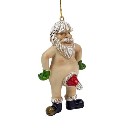 China Homr Christmas Deoration Polyresin Christmas Ornament Naked Santa Novelty Hanging Christmas Tree Decoration for sale