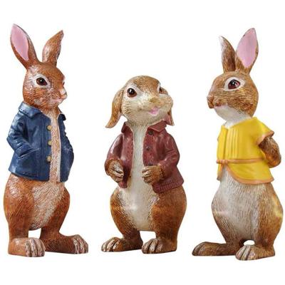 China Easter Bunny Figurine Home Accessories Bunny Three Rabbits Resin Easter Home Accessories Decoration for sale