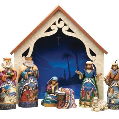 China Africa Heartwood Cove 9-Piece Mini Nativity Set Stone Resin Figurine, 9.75 Inches - Tall for sale