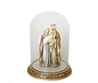 China Holy Family of Africa Jesus Nativity Scene Collection Resin with Glass Dome, Christmas Decor Gift for sale