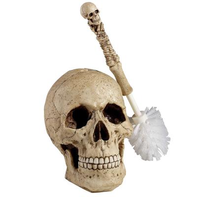 China Homr Deoration Polyresin Bathroom Set Skeleton Bathroom Decor Gothic Toilet Bowl Toilet Bowl Brush Set, 40.75 cm, Polyresin, Full Color for sale