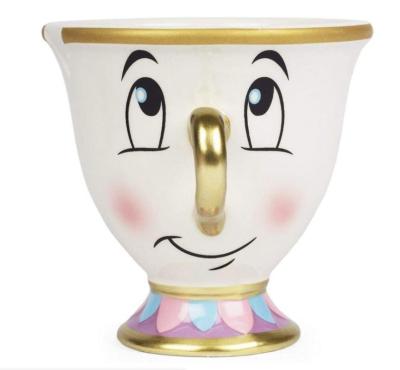 China Europe Ceramic Coffee Mug Set Beauty and the Beast Chip Mug with Gold Foil Printing, Multicolor, 8 Ounce for sale