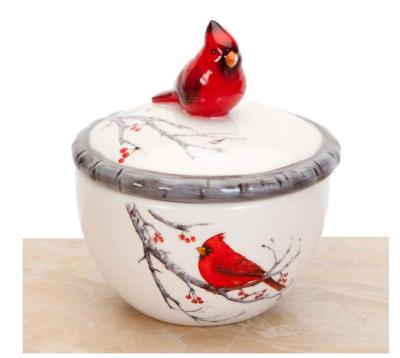 China Homr Deoration Home Decor Cardinal Ceramic Trinket Box Keepsake and Jewelry Box for sale