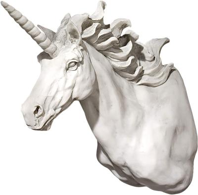 China Polyresin Alicorn Unicorn Horse Trophy Wall Sculpture, 13 inches, Polyresin, antique horse stone from India for sale