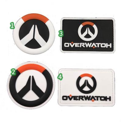 China White Peace Overwatch Patches Overwatch Velcro 3D Bracers OUCH PVC Rubber Badge Game With Hook Pack Supplies for sale