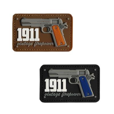 China New 1911 Firepower 3D Gun PVC Velcro Patches Designs Pistol Toy Rubber Badges Outdoor Tactical Morale Badges for sale