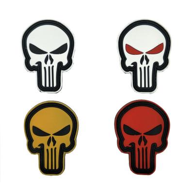 China 3D 3d PVC Rubber American Shield Velcro Punisher Skull White Black Red Patches With Hook Wholesale for sale