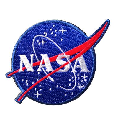 China 3D Blue NASA Embroidered Velcro Armband Patches STS 134 Apollo Project Aerospace Patches With Hook for sale