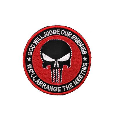 China 3D 8cm/8.5cm Series Embroidered Patch Punisher Skull Velcro Decorative Backpack Badge for sale