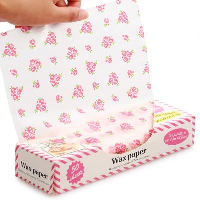 China Food Wrapping Hamburger Tissue Paper Food Grade Non-Toxic Greaseproof Ink Printing Wax Food Wrapping Paper for sale