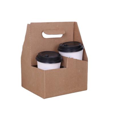 China Custom Wholesale Disposable Paper Cup Holders Biodegradable, Coffee Paper Cup Holder With Handle, Paper Cup Holder for sale