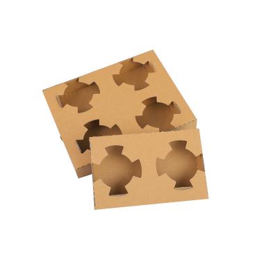 China Wholesale Cardboard Biodegradable Goods Kraft Stain Coffee Cup Holder 2/4 CUP Tray Carrier for sale