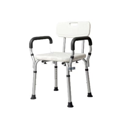 China Aluminum Alloy + Backrest Commode Bath Chair Plastic Removable Elderly Chair Disabled Bathroom Medical Shower Seat for sale