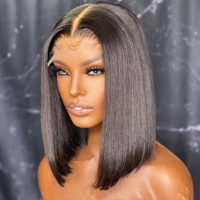 China Brazilian Raw Indian Bob Wigs Vendor Grade 12A Lace Frontal Wig Body Wave Virgin Hair Pre Pluck Brazilian Hair Short Wigs for sale