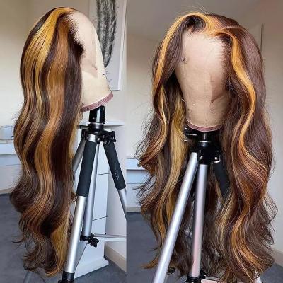 China Wholesale Brazilian Virgin Human Hair Full Body Wave Highlight Lace Wigs For Women Natural Color Hair Wigs 100% Lace Front for sale