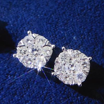 China Other Lightweight Jewelry Luxury High End White Diamond Solid 18K White Diamond Stud Earrings For Women for sale