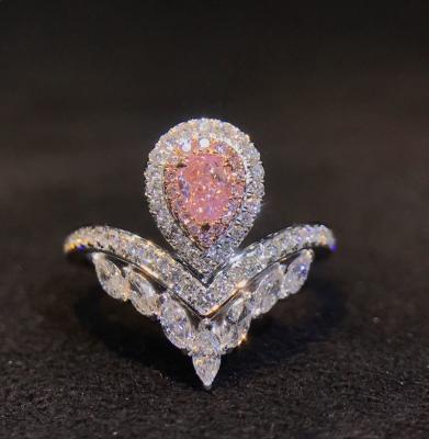 China Pink Pear Diamond Ladies Ring Exaggerated Big Diamond Party Engagement Ring from CLASSIC light jewelry for sale