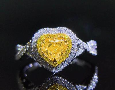 China Wholesale American Gold Paved Woman Jewelry Natural Yellow Diamond Ring CLASSIC Fashion Diamond Ring 18k White Gold Ring for sale