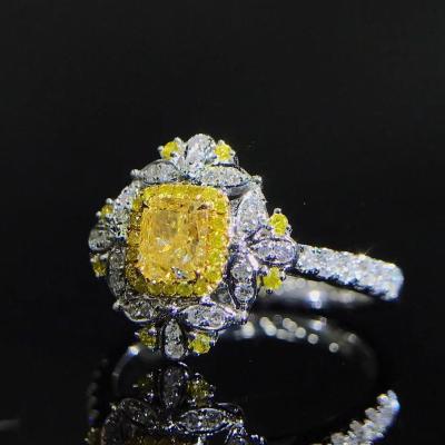 China CLASSIC Lightweight Romantic Yellow Diamond Ring Wedding Jewelry Wedding Band 18k Fine Gold Diamond Ring for sale