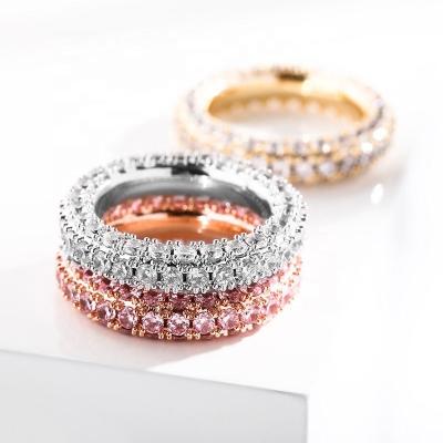 China Latest Fashion Custom Hiphop Rings Stainless Steel Gold Plated Cubic Zircon Ring for sale