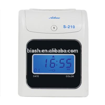 China AIBAO S-210 brand electronic time recorder with battery 8 hours 188*85*0.35mm for sale