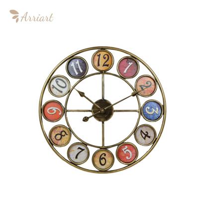 China Large Antique Style 50cm Antique Silver-forged Steel Design Metal Gear Wall Clock Makers Stain for sale