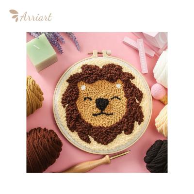 China Wholesale Handmade Diy Open Punch Needle Starter Animal Blanket Hanging Kit Lion For Beginner for sale