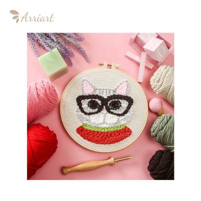 China Handmade Wholesale Embroidery Kit Stitching For Beginners Punch Needle Rug Hanging Punch Needle Kit for sale