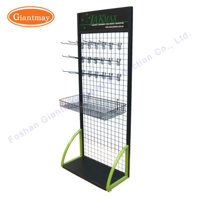 China Retail Shop Retail Shop Grid Mesh Display with Basket Metal Wire Rack for sale