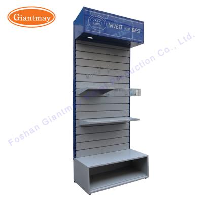 China Grocery Shelf Store Mobile Floor Stand Slatwall Display Stands for sale